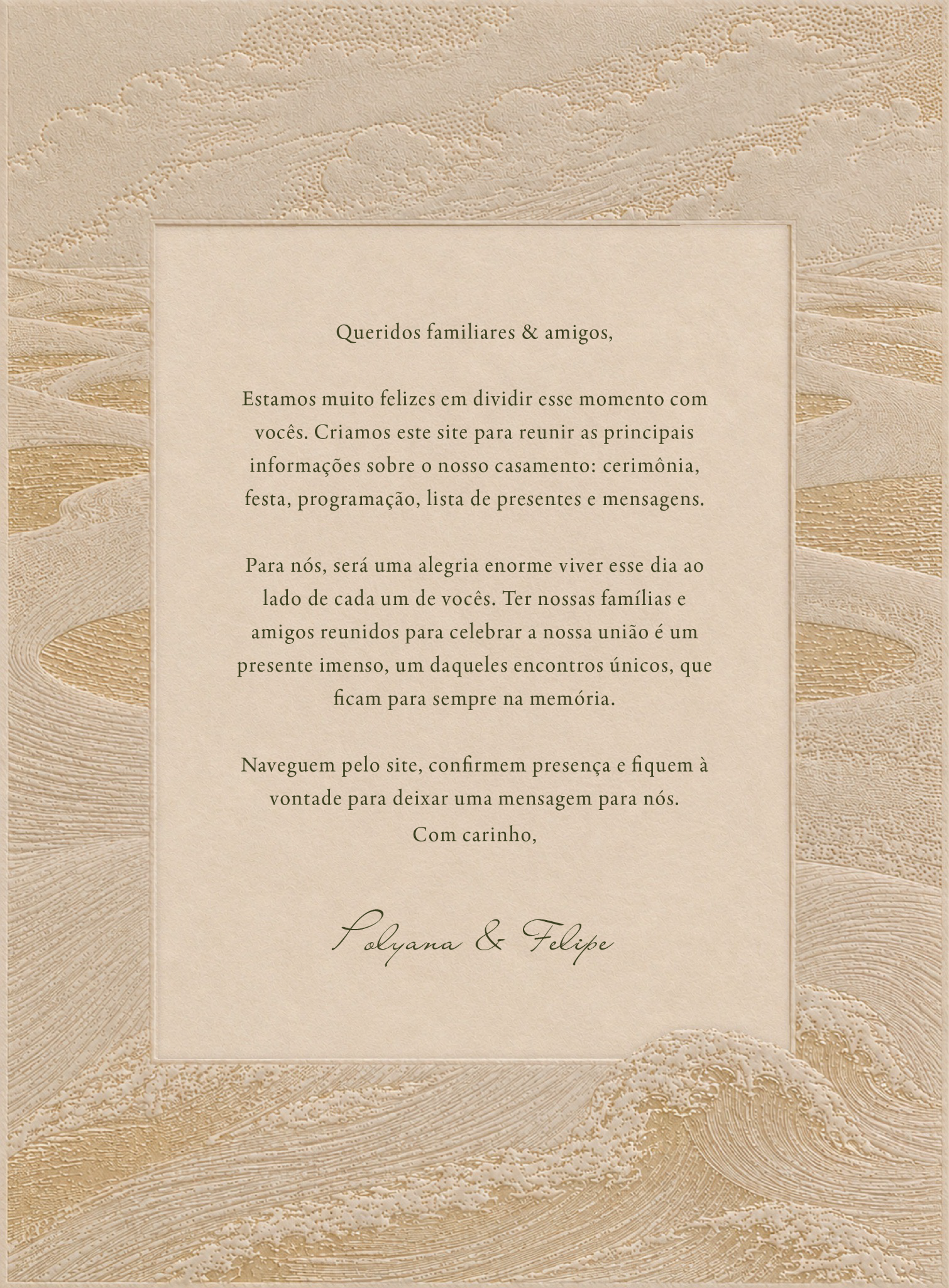 Mensagem de Polyana e Felipe aos familiares e amigos